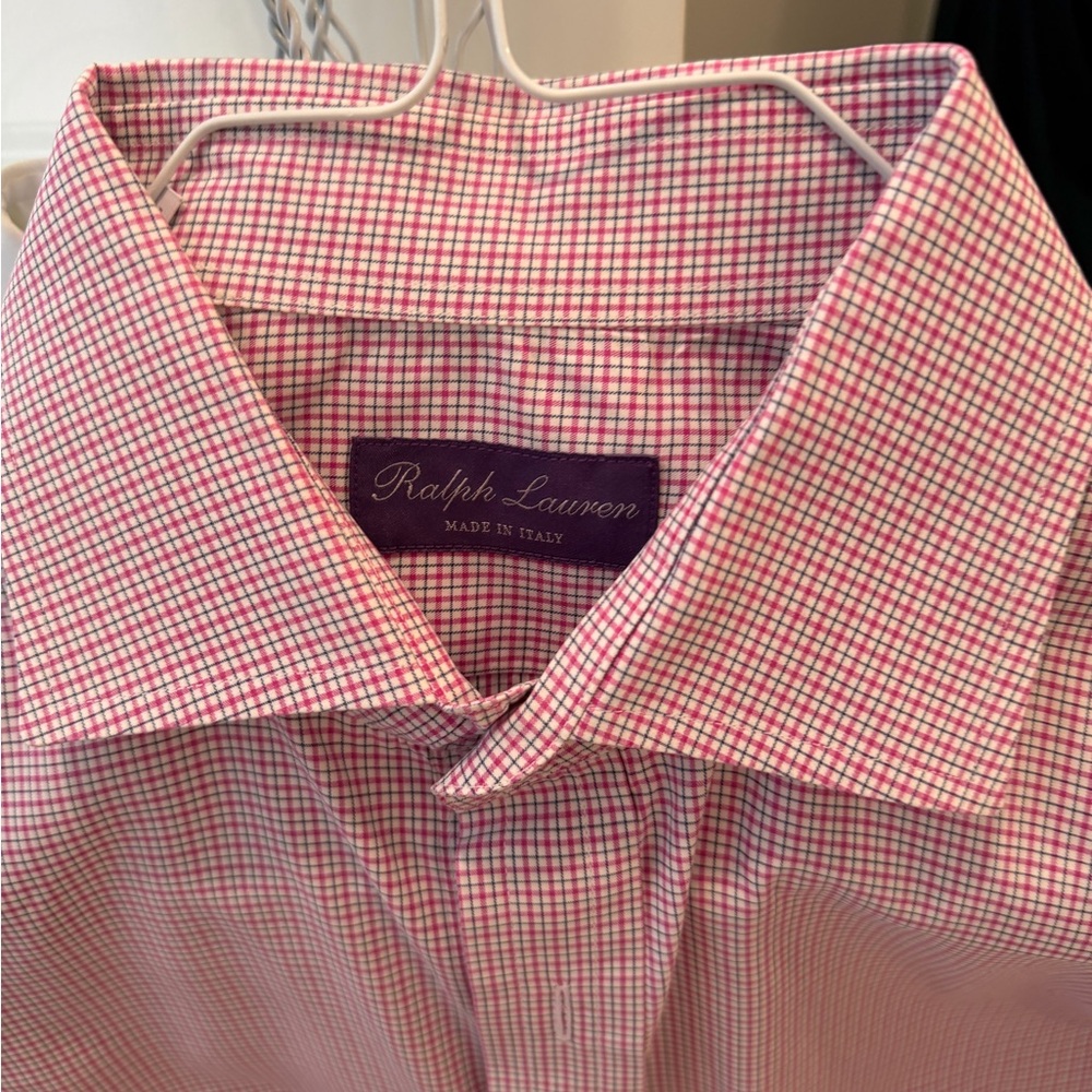Ralph Lauren Men's Pink Checkered Dress Shirt